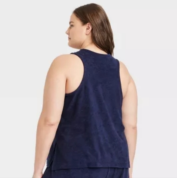 NWT A NEW DAY Terry Tank Top, Navy Blue, Size 2X - Picture 2 of 10